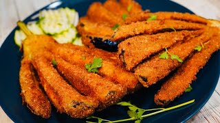 CRISPIEST Fried Eggplant VEGAN  TASTIEST Fried Baingan With A Twist [upl. by Lidstone]