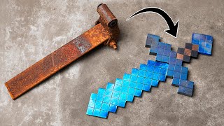 Forging Minecraft DIAMOND SWORD from Rusty Leaf Spring [upl. by Finkelstein]