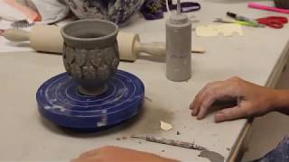 Incising and Applique Design on pottery [upl. by Eisset717]