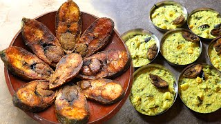 Ilish Vaja Khichuri  Sunday Special Lunch with Podmar Hilsha Fry and Bengali home style Khichuri [upl. by Audri481]