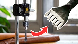 Using A Hand Press Machine to Punch Leather Stitching Holes [upl. by Wrdna]