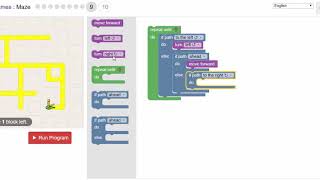 Blockly Games  Maze  Level 9 [upl. by Lyudmila]
