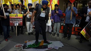 Sikhs protest outside Indian consulate in Toronto  AFP [upl. by Dredi256]