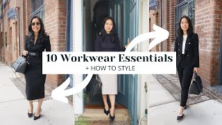 10 WORKWEAR ESSENTIALS  HOW TO STYLE  Corporate Wardrobe Style Basics [upl. by Gelasias]