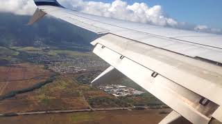 Alaska Airlines approach and landing at Kahului Maui Hawaii [upl. by Buyse]