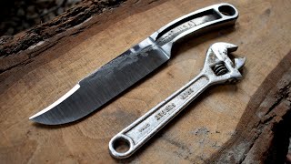 Forging a BOWIE KNIFE from a broken crescent wrench [upl. by Fitz386]