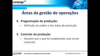 1 Introdução a engenharia de produção  gestão de operações [upl. by Manolo598]