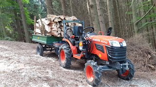 KUBOTA B1241 wood transport [upl. by Retsek]