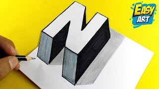 🔴 COMO Dibujar LETRAS en 3D LETRA N ⭐ how to draw the letter N 3D ► Dibujar letras BONITAS en 3D [upl. by Ellenehc262]