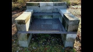 DIY  How To Build a Homemade BBQ Pit  Backyard Concrete Block Grill  Easy [upl. by Ettenuj]