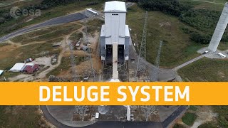 Ariane 6 launch pad water deluge system test [upl. by Kenyon]