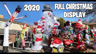 New amp Complete Christmas Inflatables Yard Display with 3 Holiday Air Dancers Day [upl. by Terb]