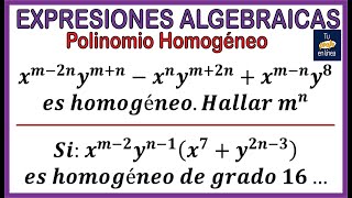 🚩EXPRESIONES ALGEBRAICAS 04 Polinomio Homogéneo Ejercicios [upl. by Solis]